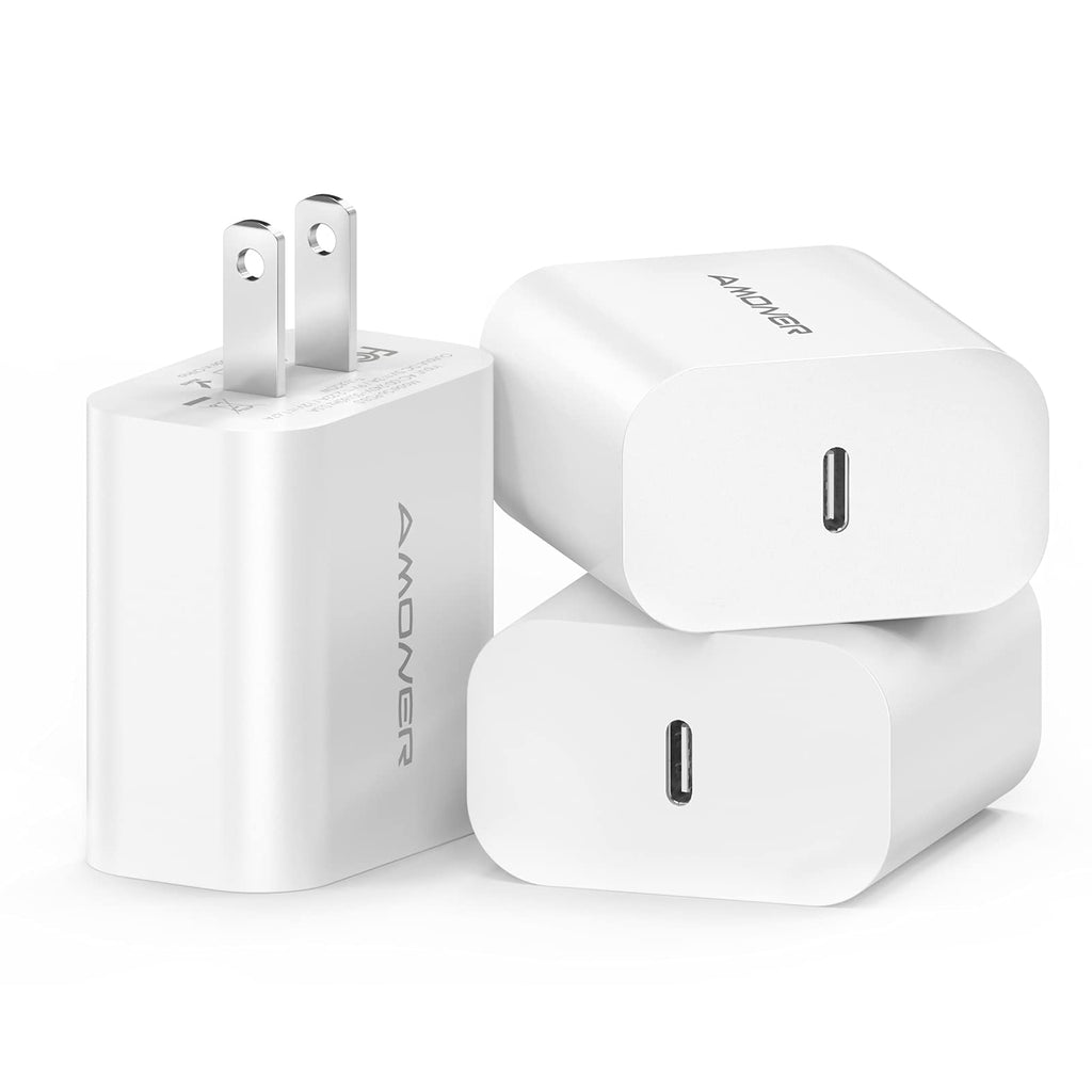 [Australia - AusPower] - 3Pack 20W USB C Charger Adapter, iPhone USB C Wall Charger, Power Delivery 3.0 Fast Charger, Type C Charger Compatible with iPhone 13 Mini /13 Pro Max iPhone 12 Mini 12/11 Pro Max/11 SE 3Pack-White 