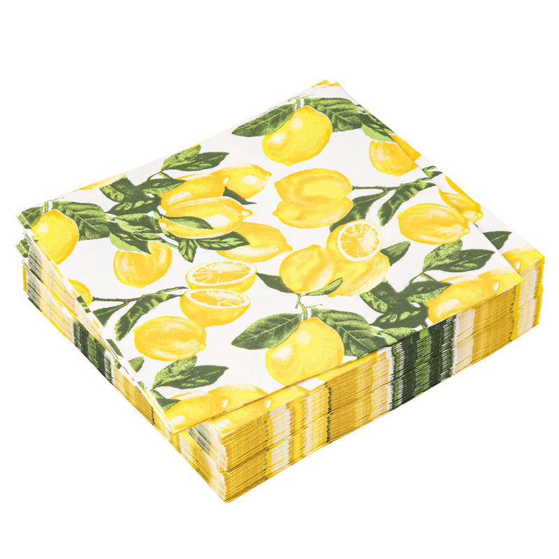 [Australia - AusPower] - 50 Count Lemon Paper Napkin 13 x 13 Inch Disposable Decorative Napkins 3-Ply Luncheon Paper Napkins Lemon Printed Square Beverage Dinner Napkins for Party Supplies Table Decor 50 