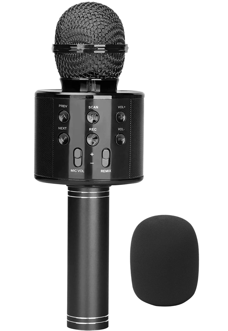 [Australia - AusPower] - Mosdos Wireless Microphones,Handheld Wireless Microphones with 1 Mic Cover,3-in-1 Portable Handheld Karaoke Mic Speaker Machine Birthday Home Party for PC iOS Andriod (Black) Black 