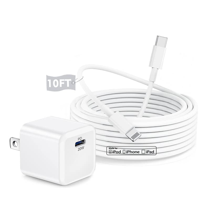 [Australia - AusPower] - iPhone 13 12 Fast Charger [Apple MFi Certified] 20W USB C Wall Charger with 10Ft USB-C to Lightning Cable Compatible with iPhone 13/13 Mini/13 Pro/13 Pro Max/12/12 Pro/12 Pro Max/11/Xs Max/XR/X/iPad 