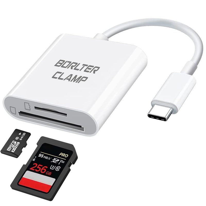 [Australia - AusPower] - USB C to SD Card Reader, BorlterClamp Type C to SD/Micro SD Memory Card Reader Adapter Compatible with MacBook, Laptops, Tablets, Smartphones 