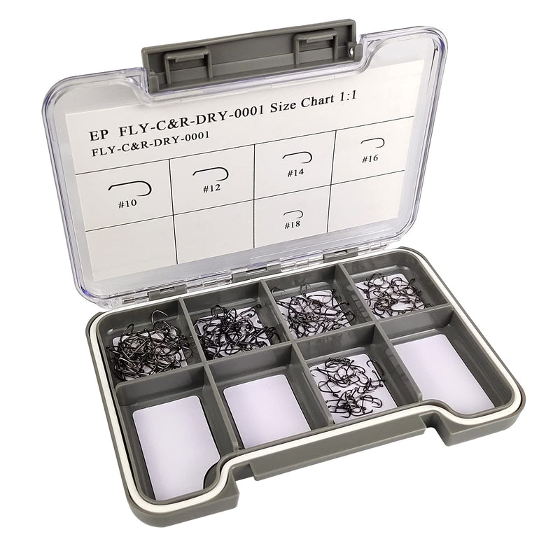 [Australia - AusPower] - Barbless Fly Fishing Hooks Catch & Release Dry Nymph Shrimp Pupa jig Fly Hooks Fixes Size Combo with Fly Box 