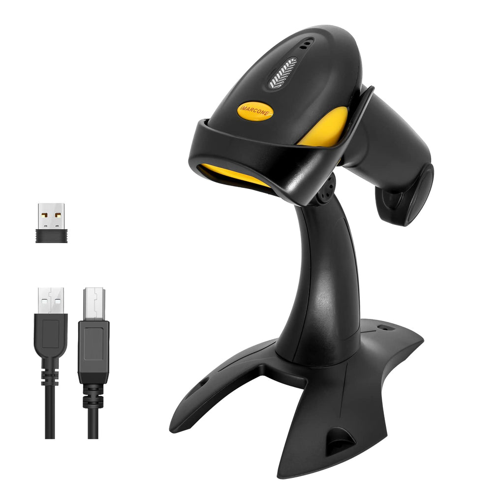 [Australia - AusPower] - iMARCONE Wireless Barcode Scanner 1D 2D QR Code Scanner (with Stand) 2.4G Wireless & USB Wired Barcode Reader Cordless Supports Screen Scan Work for PC, Windows, Mac 