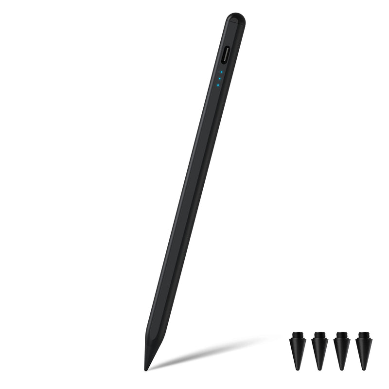[Australia - AusPower] - Stylus Pen for iPad with Palm Rejection and Magnetic Attachment Tilt Function Active Pencil with High Precision Compatible with iPad Mini 6/5,iPad 9/8/7/6,iPad Air 5/4/3,iPad Pro 12.9''/11''-Black 