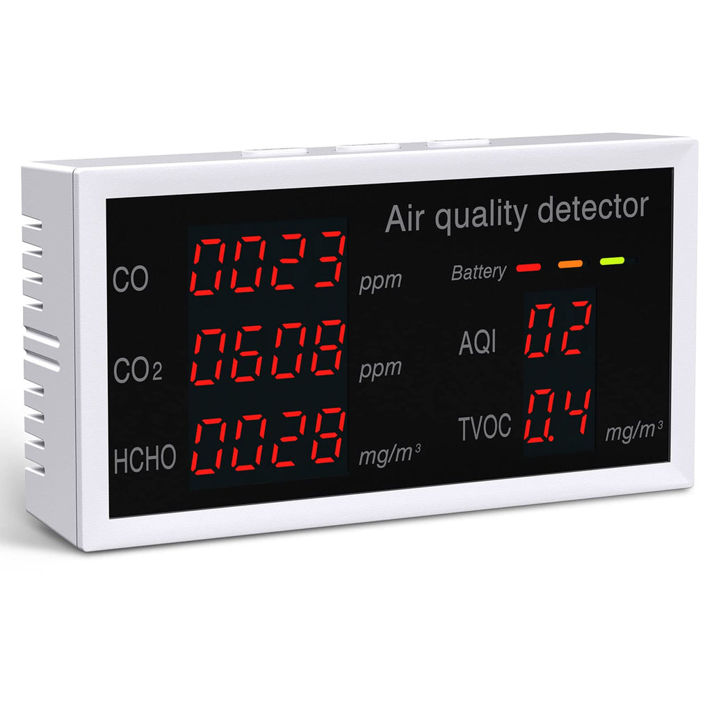 [Australia - AusPower] - Air Quality Monitor, Indoor CO2 Meter, Accurate Air Quality Detector for CO2 HCHO TVOC/AQI for Home Office, Real Time Data & Rechargeable Battery 