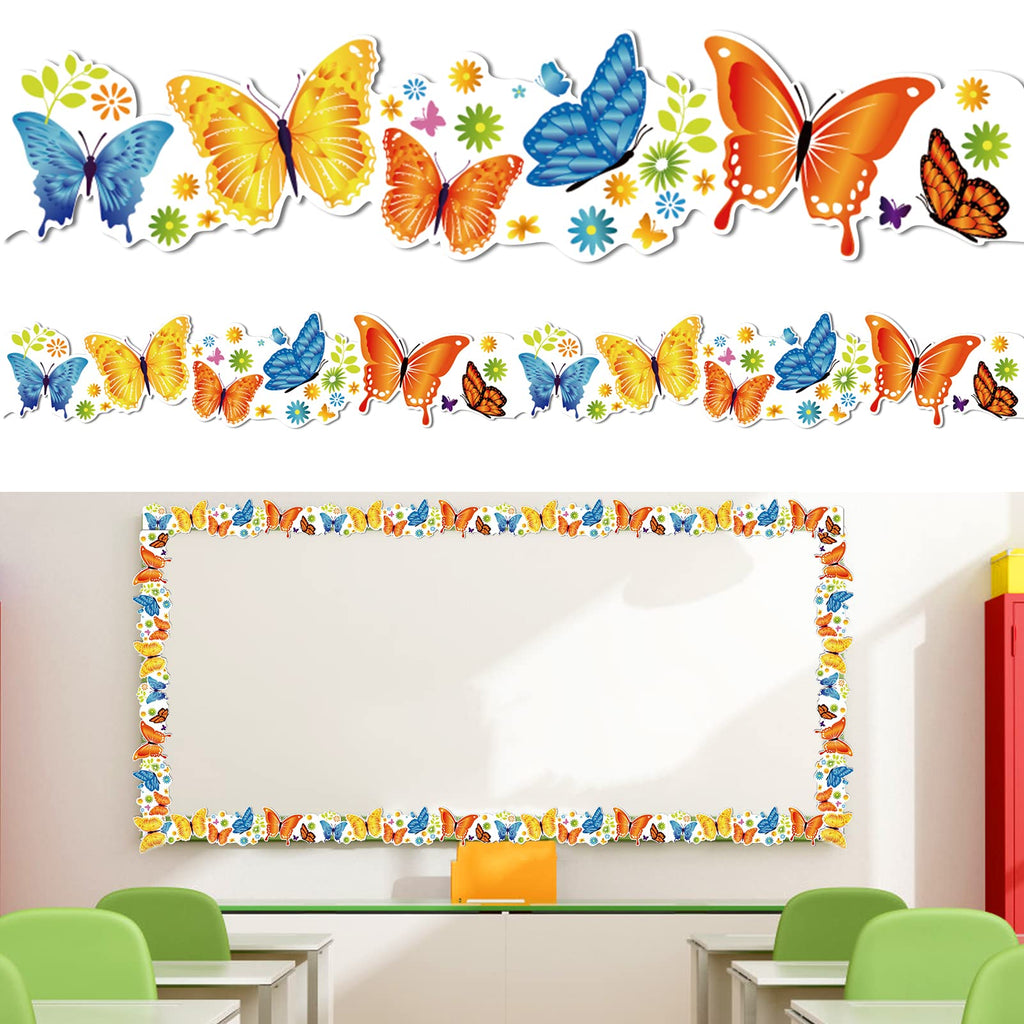 [Australia - AusPower] - Juome Butterfly Bulletin Board Borders, 63ft Border Trim for School Bulletin Boards, Classroom Decor, Desks, Locker Displays, Wall Decals Border, Home Decorations 