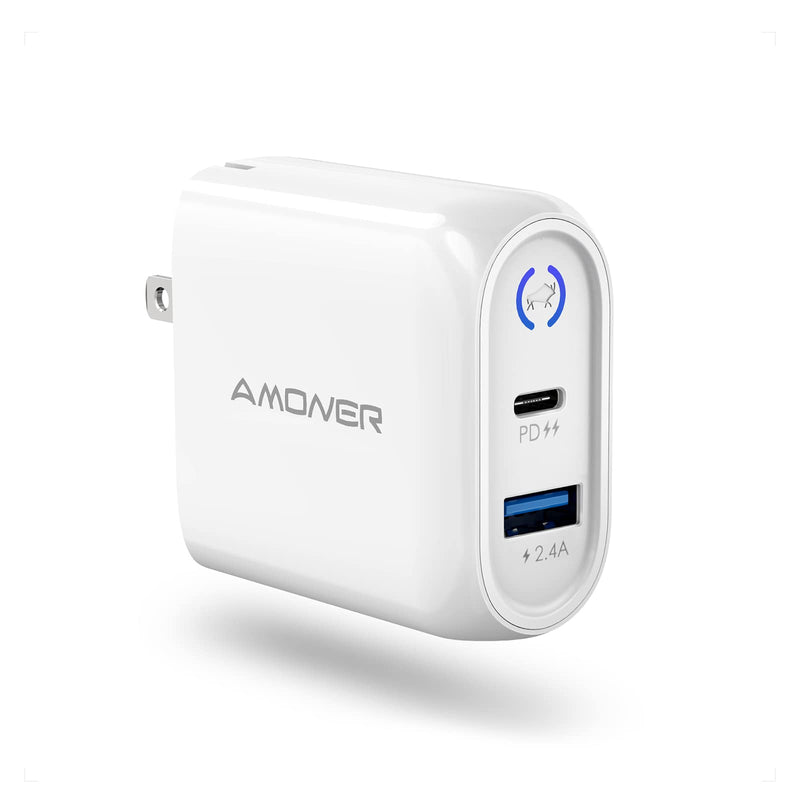 [Australia - AusPower] - USB C Charger, iPhone Charger 2-Port Foldable Wall Charger, USB C 30W PD Fast Charger Compatible with iPhone 13/13 Pro/13 Pro Max/iPhone 12/12 Pro Max/iPhone 12 Mini/iPhone 11/iPad Pro White-30w 
