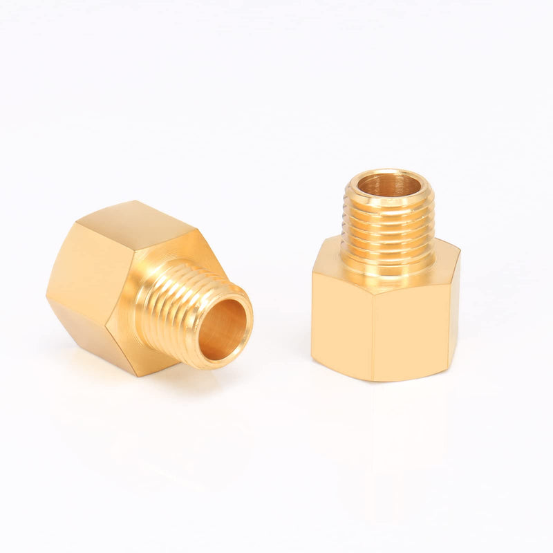 [Australia - AusPower] - BathAce Brass Pipe Fitting, Heavy Duty Metal Thread Solid Brass Reducer Adapter Pipe Reducing Connector, 2 Pack (1/4 Male Pipe x 3/8 Female Pipe) 1/4 Male Pipe x 3/8 Female Pipe 