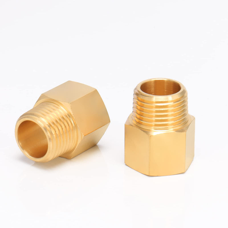 [Australia - AusPower] - BathAce Brass Pipe Fitting, Heavy Duty Metal Thread Solid Brass Reducer Adapter Pipe Reducing Connector, 2 Pack (1/2 Male Pipe x 1/2 Female Pipe) 1/2 Male Pipe x 1/2 Female Pipe 