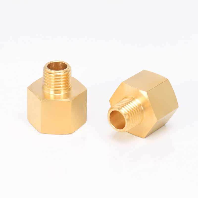 [Australia - AusPower] - BathAce Brass Pipe Fitting, Heavy Duty Metal Thread Solid Brass Reducer Adapter Pipe Reducing Connector, 2 Pack (1/4 Male Pipe x 1/2 Female Pipe) 1/4 Male Pipe x 1/2 Female Pipe 