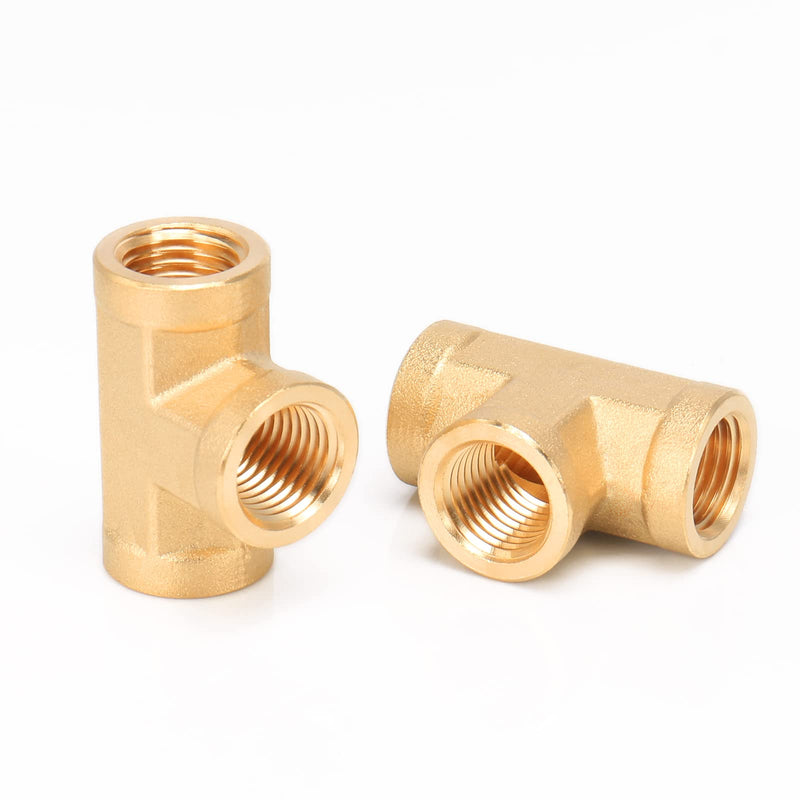 [Australia - AusPower] - BathAce Solid Brass Tee Fitting, Heavy Duty Threaded Pipe T Adapter Fitting Metal Connectors,2 Pack (1/4 NPT Female x 1/4 NPT Female x 1/4 NPT Male) 1/4 NPT Female x 1/4 NPT Female x 1/4 NPT Male 