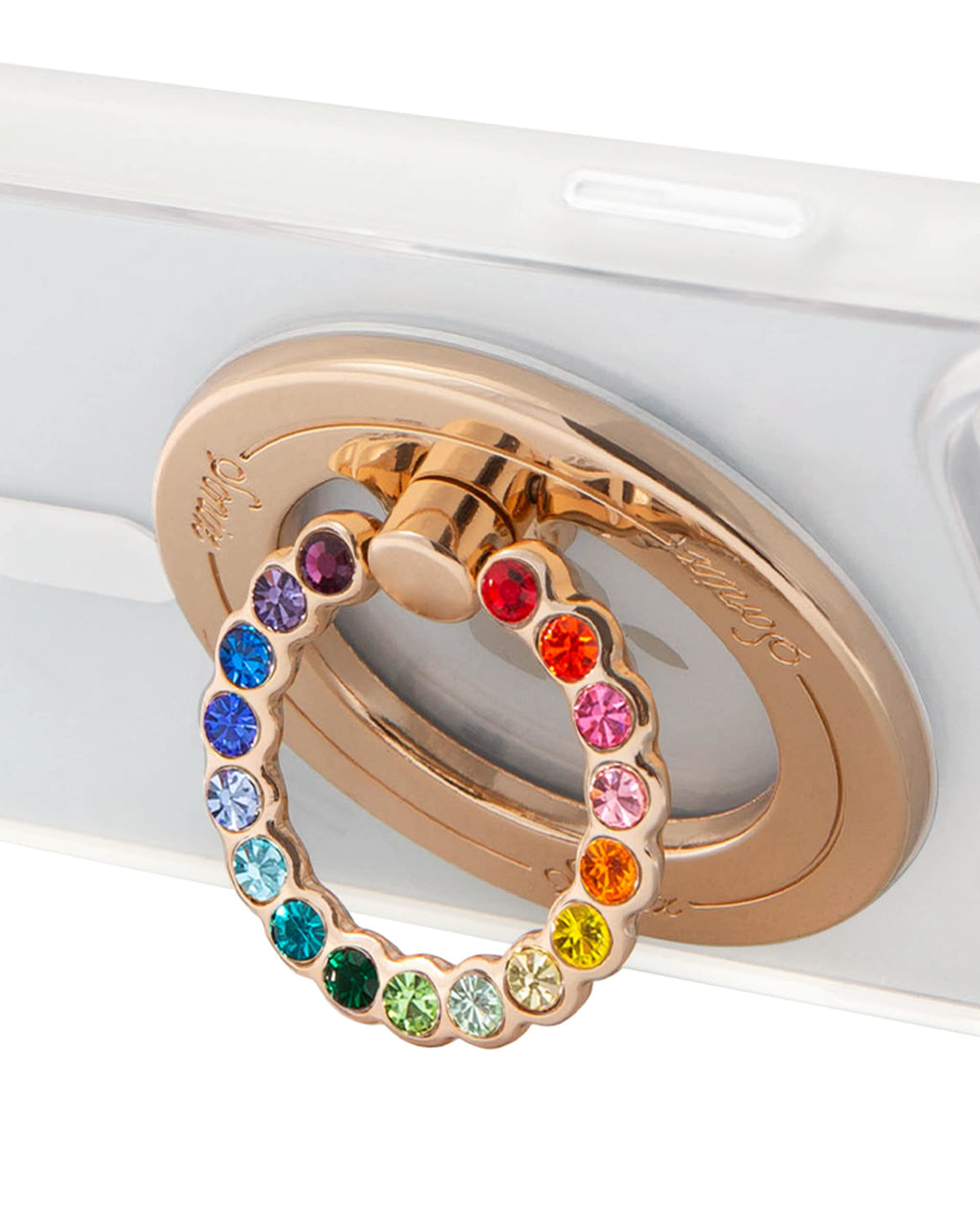 [Australia - AusPower] - Sonix Magnetic Phone Rings for MagSafe iPhone 13 Series and iPhone 12 Series, Adjustable Removable Finger Ring Grip Holder and Stand (Gold, Rainbow Rhinestone Crystal) Gold/Rainbow 