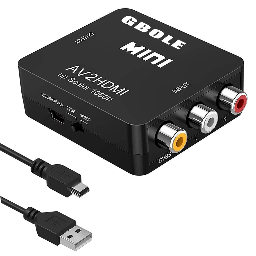 [Australia - AusPower] - GBOLE AV to HDMI Converter RCA to HDMI 1080P Mini RCA Composite CVBS AV to HDMI Video Audio Converter Adapter Supporting PAL NTSC with USB Charge Cable for PC Laptop Xbox PS4 PS3 TV STB VHS VCR DVD 