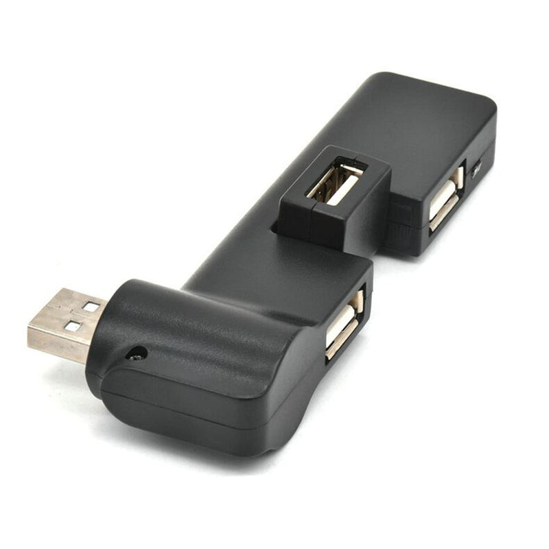 [Australia - AusPower] - Faoyliye Mini USB 2.0 Hub 4 Port USB Hub,[90°/180° Degree Rotatable] USB Hub USB Extension for Mouse, Keyboard, Hard Drive or More USB Devices - Black USB2.0 