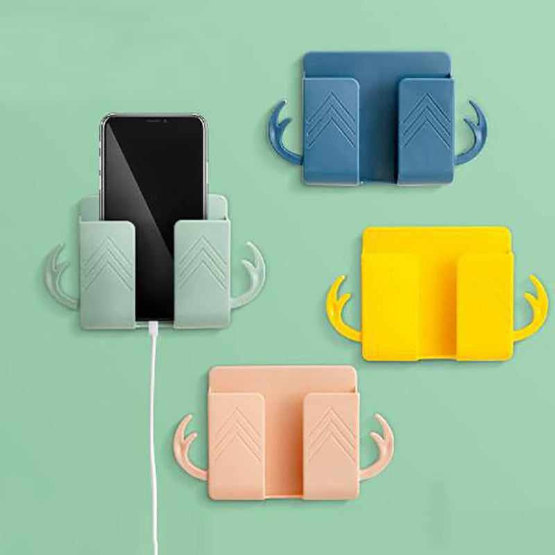 [Australia - AusPower] - 4 Pieces Wall Mount Phone Holder Self-Adhesive Wall Mounted Storage Box Bedside Holder for Phone and Remote (Pink+Green+Blue+Yellow) A 