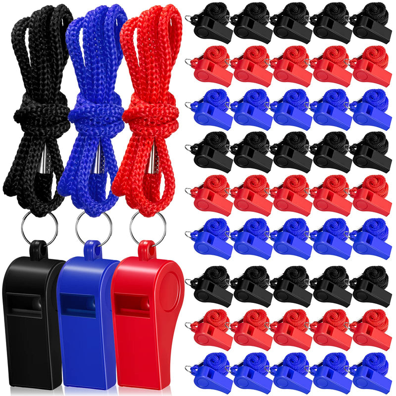 [Australia - AusPower] - Flutesan 48 Packs Whistles with Lanyard Coaches Whistles Sports Whistle for Coach Referees Training Lifeguard School Emergency 