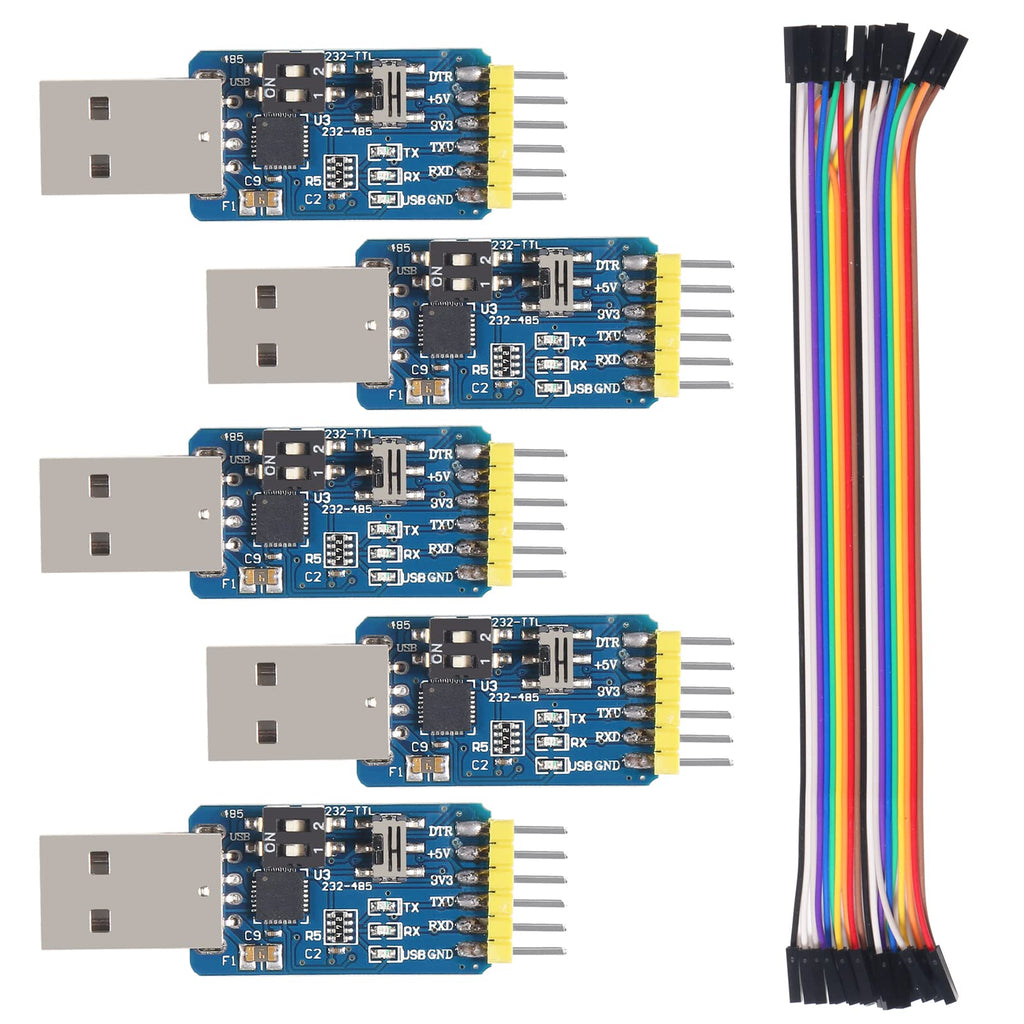 [Australia - AusPower] - 5Pcs USB-UART 6-in-1 Multifunctional Converter USB-TTL/RS485/232,TTL-RS232/485,232 to 485 Serial Adapter 3.3V / 5V Universal Adapter Module with CP2102 