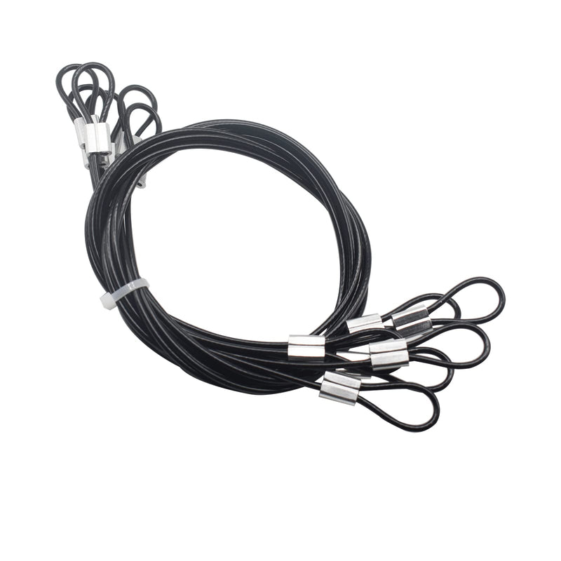 [Australia - AusPower] - Bytiyar 6 pcs 40 inch (100cm) 3mm Thickness Stainless Steel Wire Cable with Loops Vinyl Cover Coated Short Rope Lanyard Lock Safety Tether Chains, Black 40in/100cm Black_6Pcs 