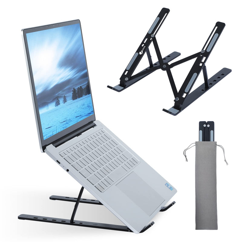 [Australia - AusPower] - Laptop Stand for Desk, Adjustable Aluminum Laptop Holder, 6 Angles Foldable Computer Stand for Laptop Compatible with MacBook, HP, Dell, Lenovo All Laptops from 9-15.6 inch Black 