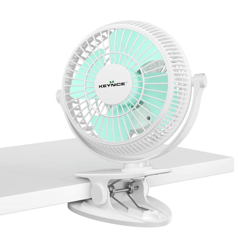 [Australia - AusPower] - USB Desk Fan, 4 inch Stroller Fan, Mini Clip on Fan , 2 Speed Portable Quiet Fan, 360° Rotate USB Fan for Home, Office and Camping(White) White 
