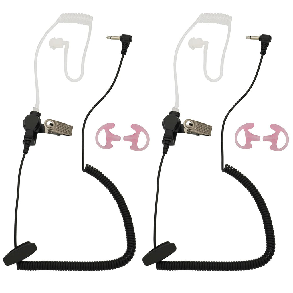 [Australia - AusPower] - 2.5mm Receiver/Listen ONLY Surveillance Acoustic Tube Earpiece Headset Shoulder with One Pair Medium Earmolds for Two-Way Radios, Transceivers and Radio Speaker Mics Microphone Jacks（2 Pack） 