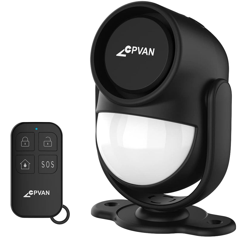 [Australia - AusPower] - CPVAN Motion Sensor Alarm with Remote Control, Indoor Wireless Infrared Security Motion Detector with Siren(125dB, 328ft, 3*AA Batteries ) Model: CP2 Black 