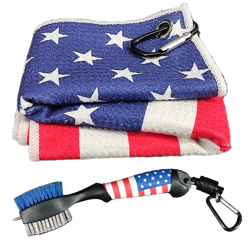[Australia - AusPower] - Golf Club Brush and Groove Cleaner Golf Cleaning kit with Golf Towels for Golf Bags for Men Magnet for Strong Hold to Golf Carts or Clubs 