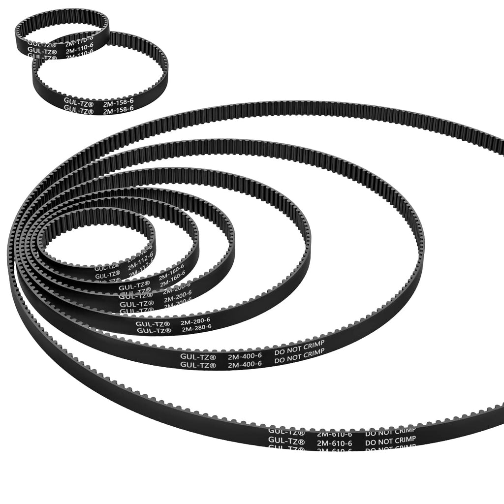 [Australia - AusPower] - 8 pcs 3D Printer Timing Belt，GT2 Timing Belt Closed Loop Rubber Length 110mm 112mm 158mm 160mm 200mm 280mm 400mm 610mm, Width 6mm 