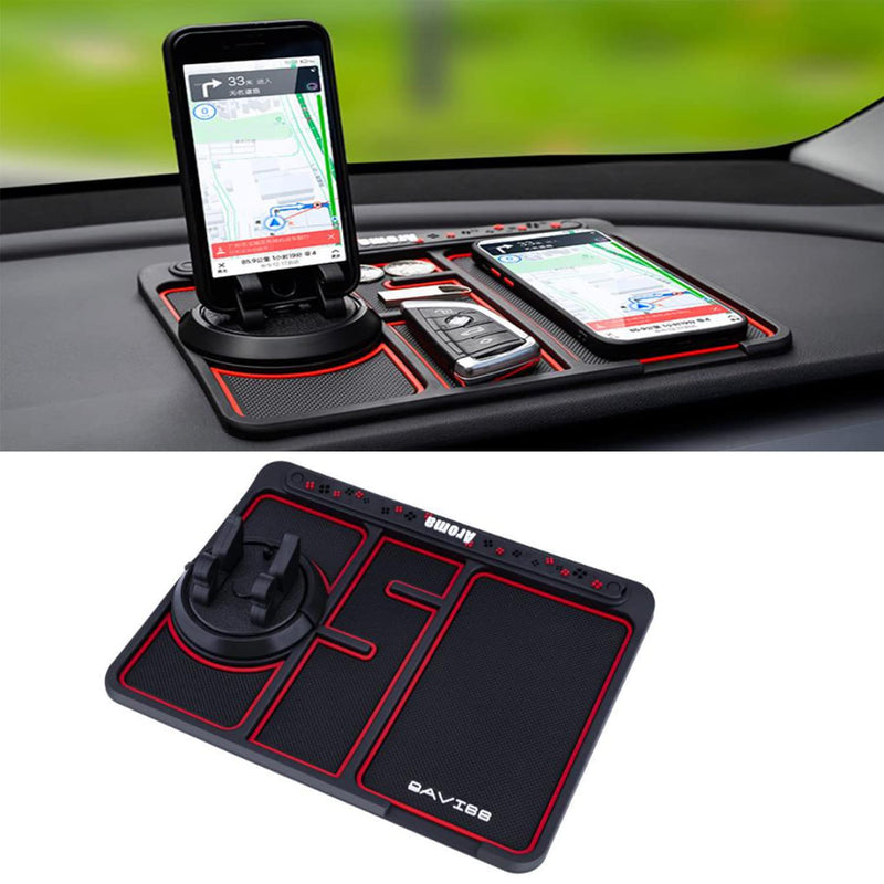 [Australia - AusPower] - Non-Slip Phone Pad for 4-in-1 Car, The Dark Car Dashboard Phone Mat with Temporary Car Parking Card Number Plate and Aromatherapy, Compatible with Multiple Smartphone Models (Red) Red 