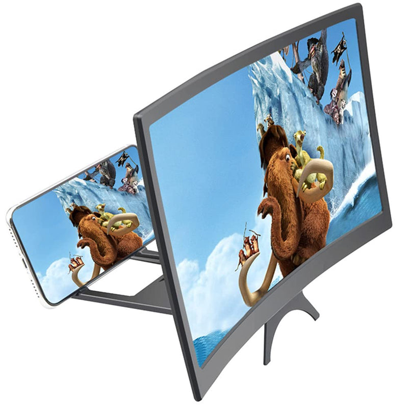 [Australia - AusPower] - HSRBO 12" 3D Curved HD Screen Magnifier for Cell Phone with Foldable Phone Stand Holder Compatible with All Smartphones 