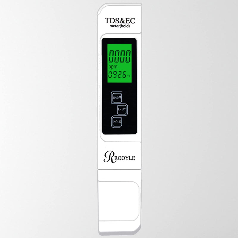 [Australia - AusPower] - ROOYLE TDS Meter, Backlight Digital ppm Tester with ±2% Accuracy and 0-9999 ppm Measurement Range, 3-in-1 TDS EC Temperature Meter for Drinking Water, RO System, Aquariums, Fishpond 