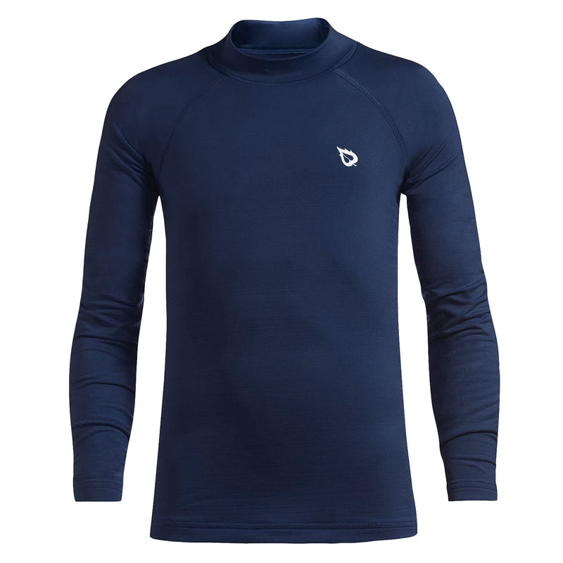 [Australia - AusPower] - BALEAF Youth Boys' & Girls' Compression Thermal Shirt Fleece Baselayer Long Sleeve Mock Top Navy Size XL 