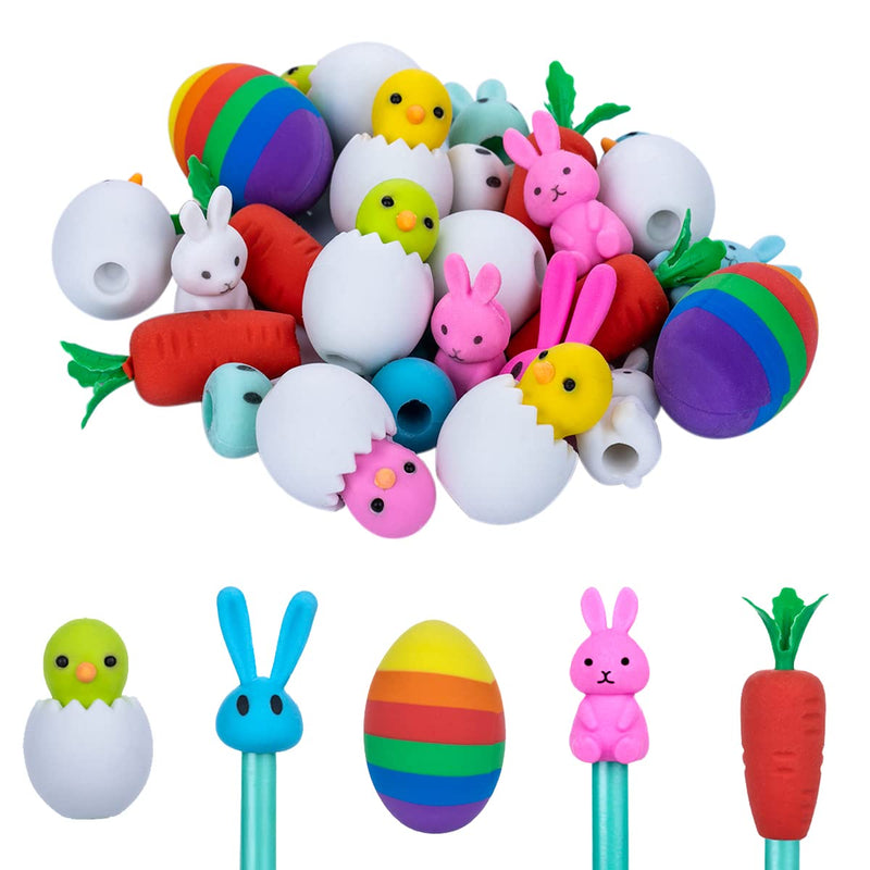 [Australia - AusPower] - 24 Pack Pencil Top Erasers, Animal Erasers for Kids Party Favors, Pencil Erasers Toppers, Goodie Bag Stuffers, Pencil Eraser Caps for Easter Egg Fillers 