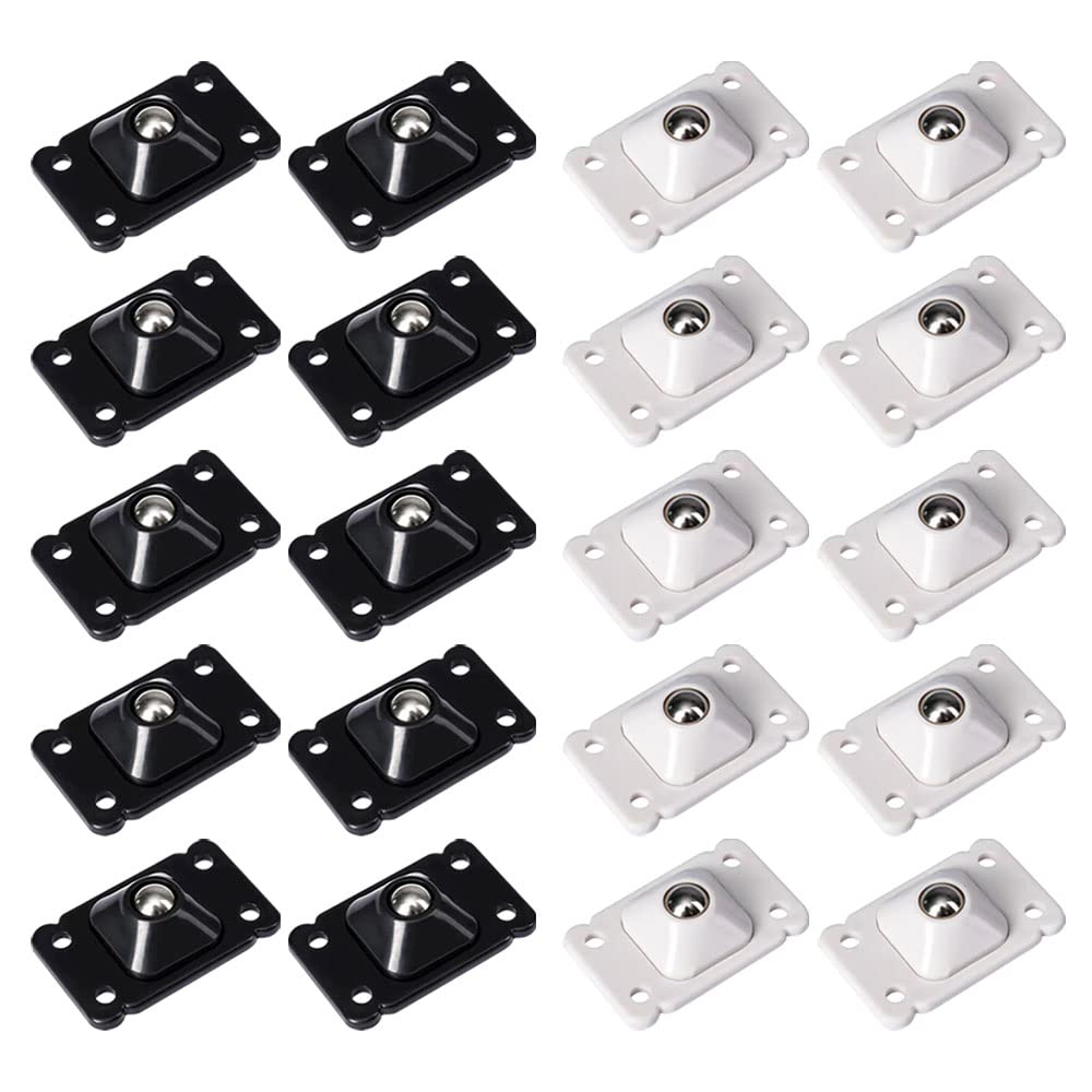 [Australia - AusPower] - WCHOSOZH Paste Pulley, 16PC Small Caster Wheels Self Adhesive Universal Pulley, Ball Sticky Pulleys for Storage Boxes Garbage Cans Bottom (White & Black) 