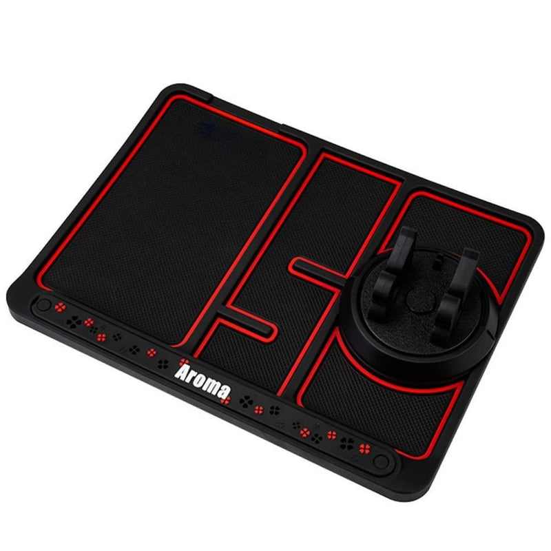 [Australia - AusPower] - Non-Slip Phone Pad for 4-in-1 Car,2022 New Universal 360 Degrees Rotating Car Phone Holder,Dashboard Phone Mat Holder with Aromatherapy and Temporary Car Parking Card Number Plate Red 