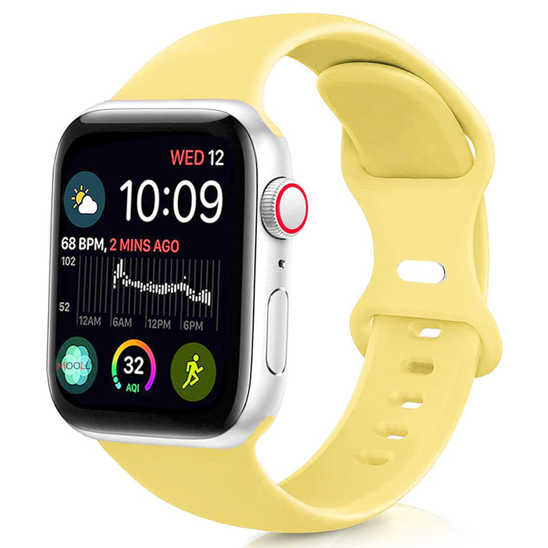 [Australia - AusPower] - MOOLLY for Watch Band 38mm 40mm 41mm 42mm 44mm 45mm, Soft Silicone Watch Strap Replacement Sport Band Compatible with Watch Band SE Series 7/6/5/4/3/2/1 Sport & Edition (NEW Pollen Yellow, 38mm/40mm/41mm S/M) NEW Pollen Yellow MOOLLY 