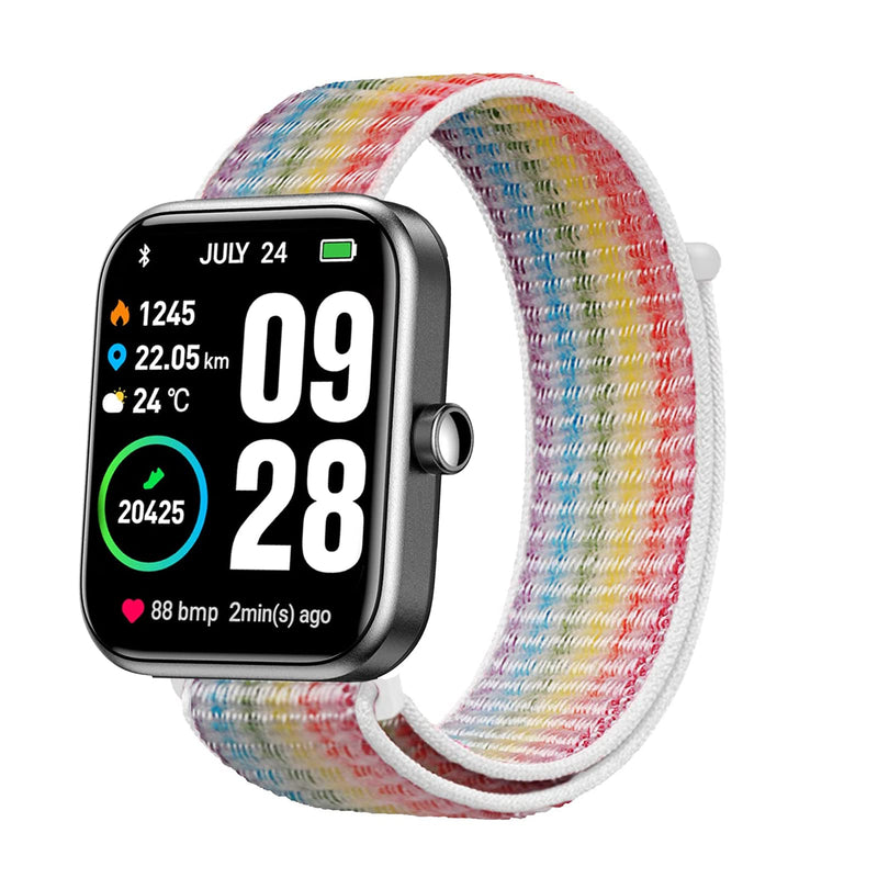 [Australia - AusPower] - Nylon Sport Loop Band Compatible with TOZO S2 Watch Bands, Breathable Soft 22mm Watch Replacement Band for S2 Smart Watch Rainbow 