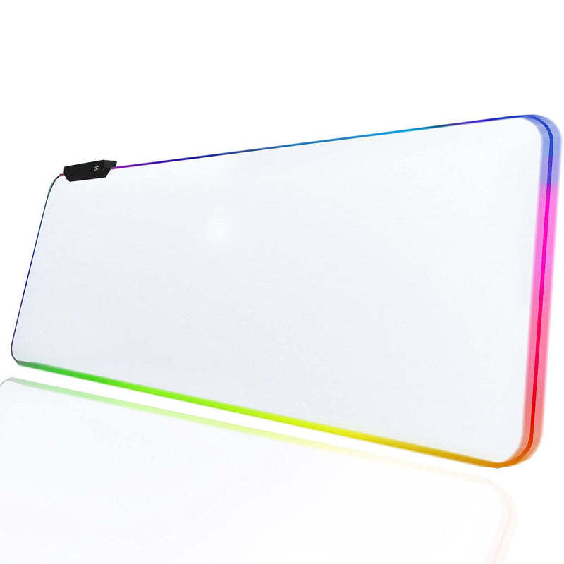 [Australia - AusPower] - Gaming Mouse Pad White RGB Mousepad Non-Slip Rubber Base Extra Large Cool XL XXL Computer Desk Pad Gaming Accessories LED Light Up jmiyav Extended Big Keyboard and Mouse Pad for Gamer (31.5x12In) gloss white -I 