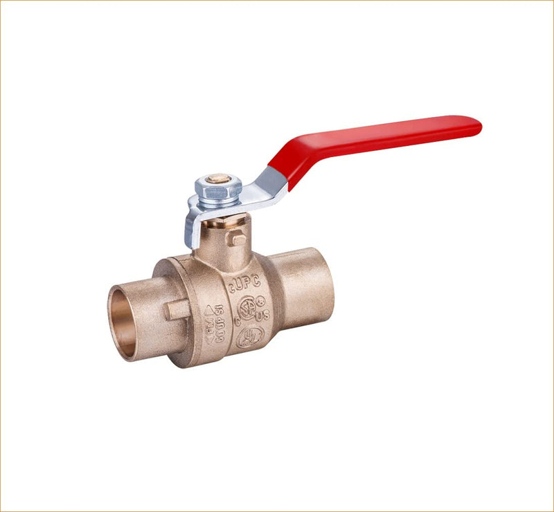 [Australia - AusPower] - EZ-Fluid Heavy Duty 1/2" Sweat Solder C X C Brass Full Port Water Stop Shut Off Ball Valve Lead Free ,For Copper Tubing,Quarter Turn,Red Handle (1-Pack) 0.5 Inch 