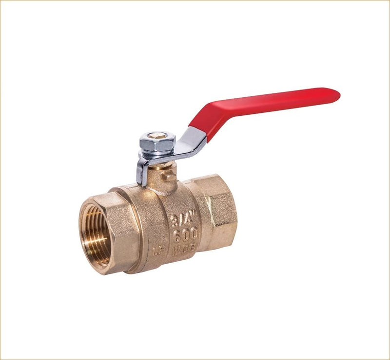 [Australia - AusPower] - EZ-Fluid Heavy Duty 1/2" NPT Female Threaded IPS Brass Ball Valve Full Port Water Stop Shut Off, Lead Free,Quarter Turn,Red Handle (1-Pack) 0.5 Inch 
