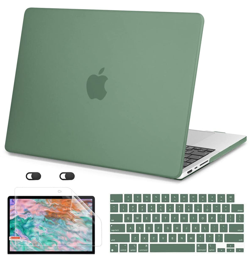 [Australia - AusPower] - Teryeefi Newest for MacBook Pro 14 Inch case 2021 Release Model A2442, Plastic Hard Shell Case with Keyboard Skin & Screen Protector Compatible with MacBook case 14 Inch M1 Pro/ M1 MAX, Midnight Green 