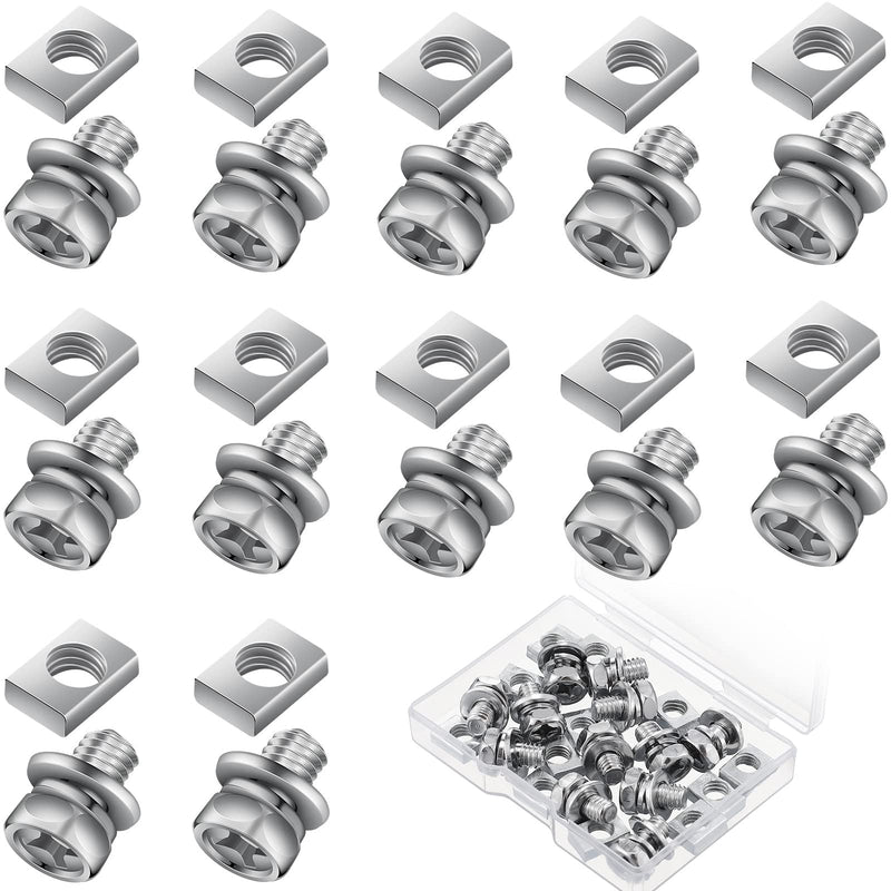 [Australia - AusPower] - 24 Pack Motorcycle Battery Terminal Nuts and Bolt Kit M6 X10mm Bolt Square Nut Kit Stainless Steel Motorcycle Battery Screw and Nut for ATV Bike Scooter 