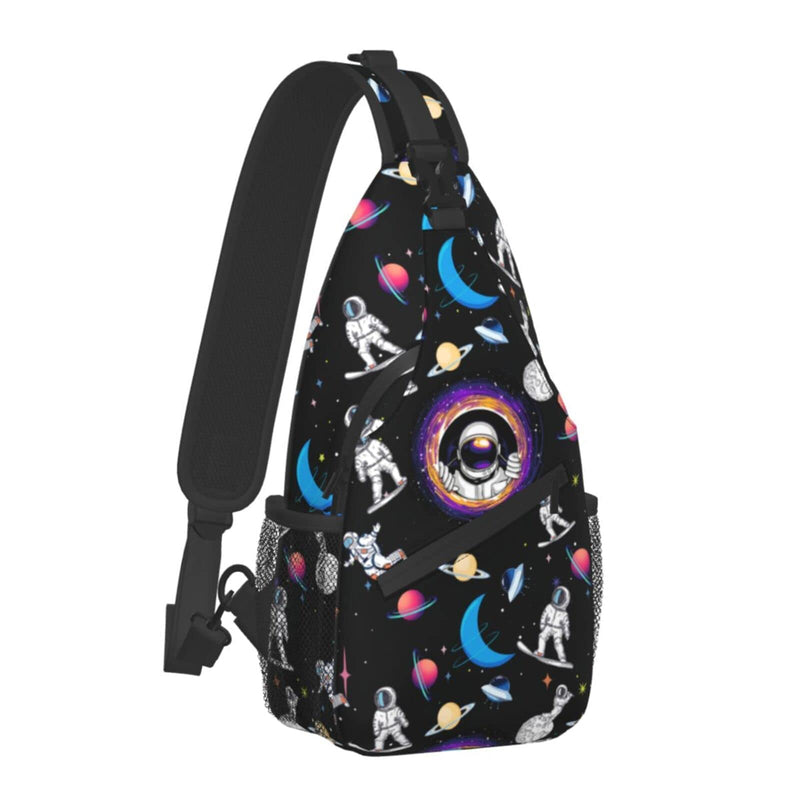 [Australia - AusPower] - Astronaut Sling Bag Crossbody Backpack Hiking Travel Daypack Chest Bag Lightweight Shoulder Bag For Women Men Astronaut One Size 