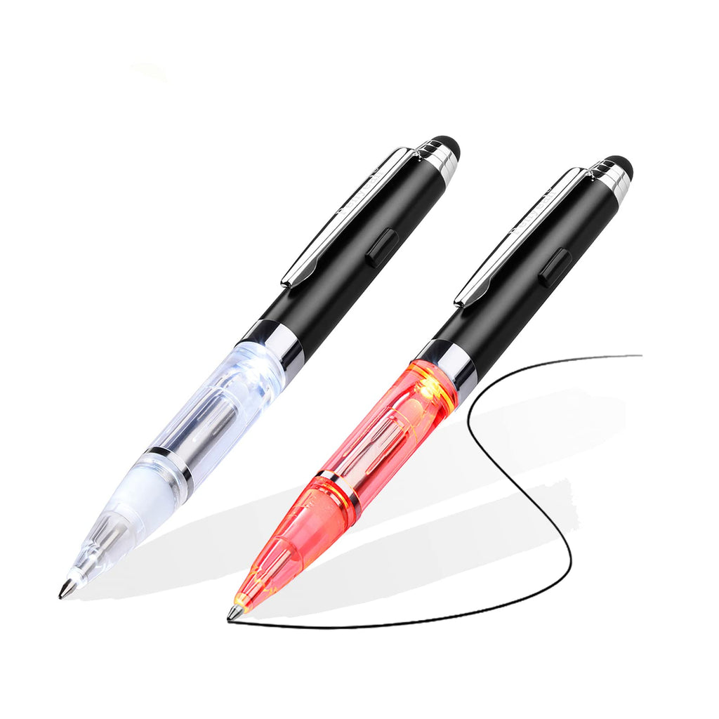 [Australia - AusPower] - Penyeah Pen Light,3 in 1 Light Up Pens with Touchscreen Rubber Tip Stylus, Great Light Pen for Nurses Students Doctors for Writing in the Dark (White/Red) 1White+1Red 