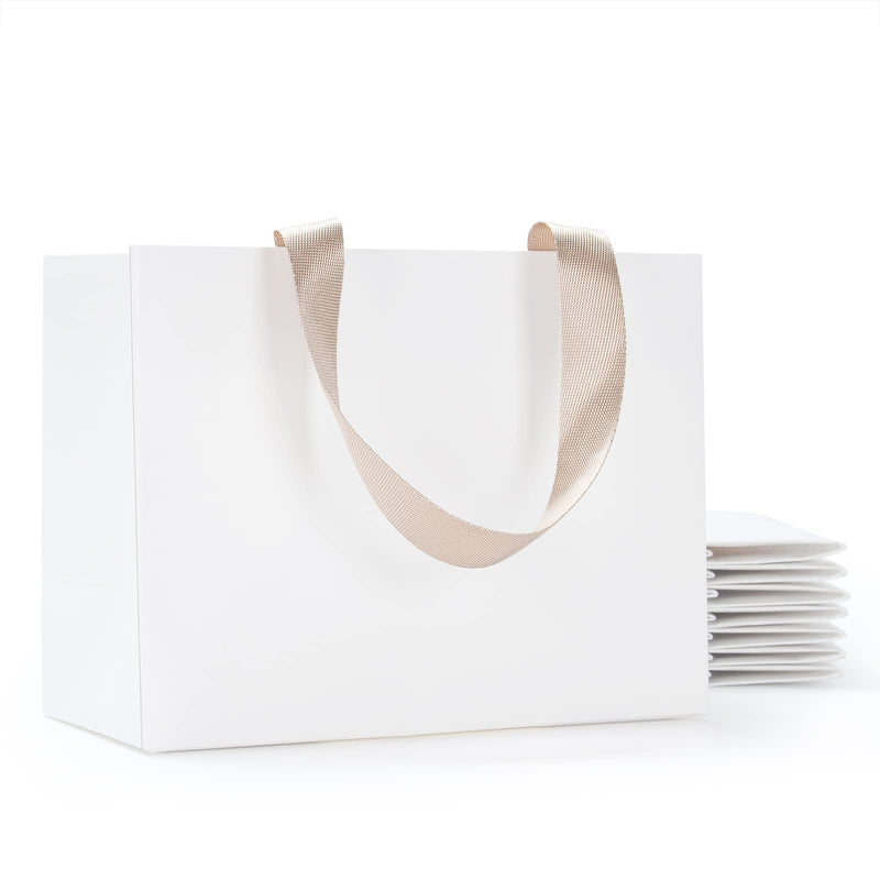 [Australia - AusPower] - White Gift Bags Bulk YACEYACE 10Pcs 8"x3.75"x6" Small Size White Gift Bags with Handles White Paper Gift Bags White Kraft Paper Bags White Paper Shopping Bags for Small Business, Wedding Bags Party Bags Retail Bags 8 x3.75 x6 Inch (Pack of 10) 