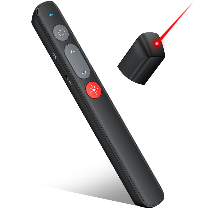 [Australia - AusPower] - Red Laser Pointer Wireless Presenter Remote Presenter Clicker for PowerPoint Presentations with Hyperlink, Switch Windows for PC/MAC/Keynote, PPT Clicker Remote USB Control with Laser Pointer for Cats 