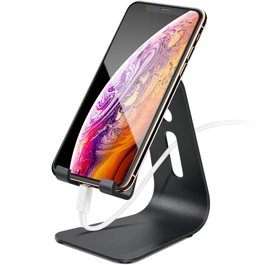 [Australia - AusPower] - Cell Phone Stand for Desk iPhone Holder for Desk No loosening and no Rotation The Angle can be Adjusted by Pressure(See 5 Points) Black 