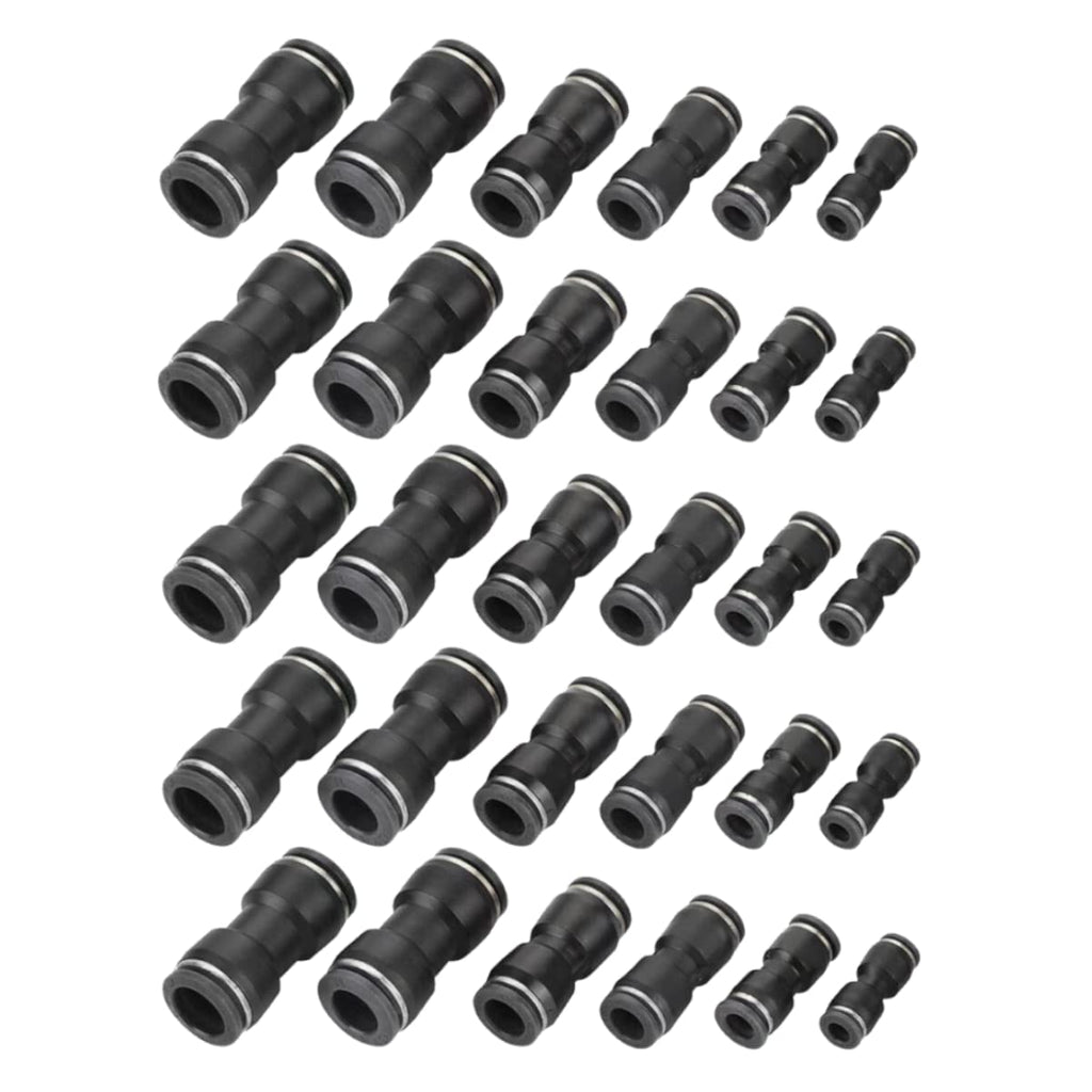 [Australia - AusPower] - Straight Push Connectors, Quick Release Push to Connect Black Fittings Kit, 4/6/8/10/12/14mm Air Line Fittings Quick Release Push to Connect Fittings Kit for 5/32 1/4 5/16 3/8 1/2 9/16 Inch Tube 
