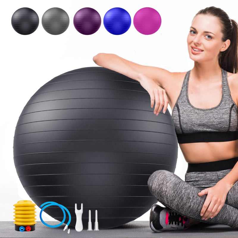 [Australia - AusPower] - Soft Exercise Ball, Anti-Burst Yoga Ball Chair Supports 2200lbs, Stability Swiss Ball w/ Pump for Pregnancy Birthing, Excersize, Workout, Fitness, Balance, Gym, Physio, Abs (Office & Home & School) black S(38-45cm) 
