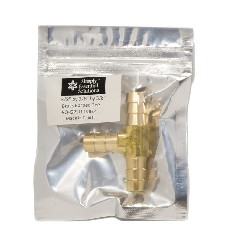 [Australia - AusPower] - Brass Barbed Tee 3 Way Fitting 3/8 inch by 3/8inch by 3/8 inch Hose Connector fittings for air, fuel, water lines (1) 1 